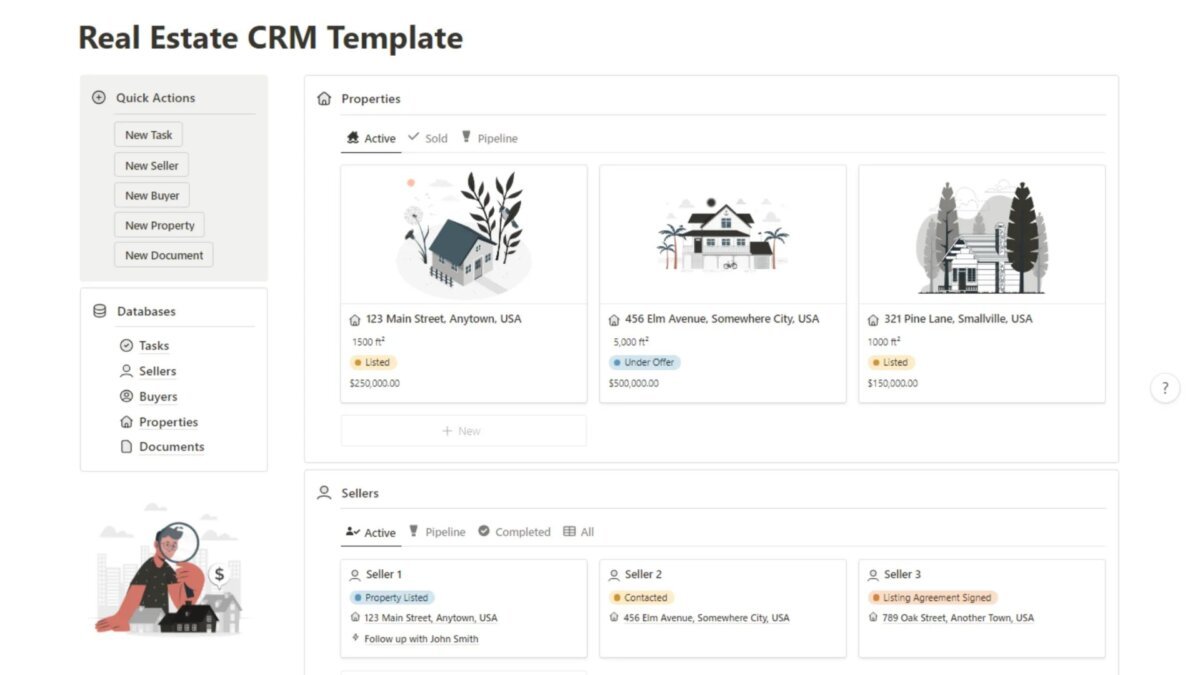 Real Estate CRM Notion Template - Business Template Solo Founder CRM: Notion vs Real CRM